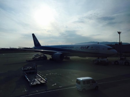 伊丹空港で待ち時間中眺める飛行機