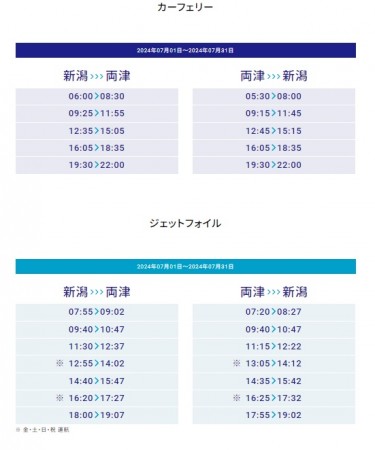 佐渡汽船時刻表